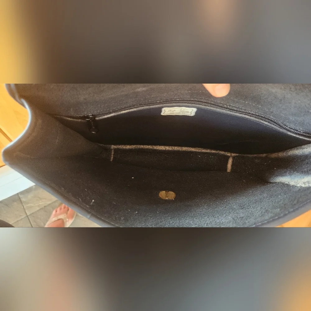 Vintage High Art Leather New York Saddle Bag Blue Grey Crossbody - Picture 12 of 13